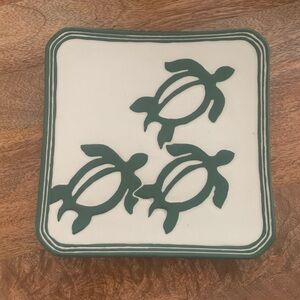 Lee Ceramics Hawaii Honu Sea Turtles Square Plate 7 3/4” Plate Aloha Collection